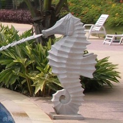 景區(qū)大理石海馬雕塑?chē)娝ｑR石雕海洋生物小品擺件